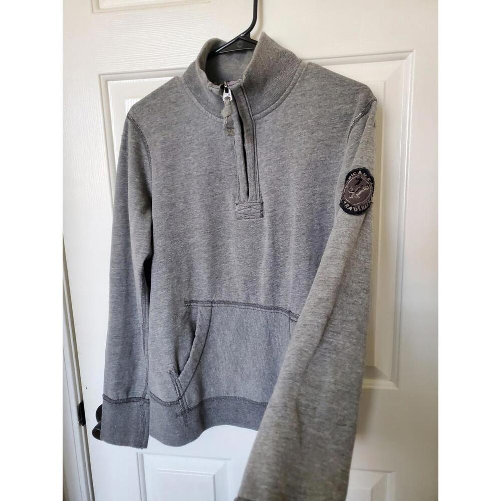 Y2K American Eagle Mens Quarter Zip Gray Sz Small Preppy 2000s Logo